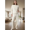 Çizgili Wellsoft Pijama Takımı Rahat Şık ve Sıcak Kışlık Örme Modern Stil