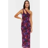 Çok Çiçek Desenli Maxi Elbise İnce Askılı Bodycon Örme Seçkin Malzeme Premium Kalite