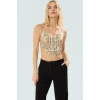 Çok Polyester Crop Bluz Degaje Yaka İnce Askılı Yazlık Tasarım Modern Stil