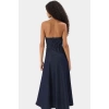 Cool & Comfort Denim Maxi Elbise Pamuk Halter Yaka Volanlı Detay Rahat Ve Şık Yüksek Kalite