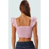 Cool & Comfort Yazlık Crop Bluz Terrycotton Pötikare Kare Yaka Dayanıklı Malzeme