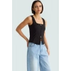 Crop Bluz 75% Polyester 23% Viskoz 2% Elastan Bisiklet Yaka Fitted Şık Görünüm