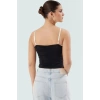 Crop Bluz Dantel Detaylı Örme Poliamid Yazlık Fitted Trend Tasarım Profesyonel Görünüm