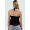 Crop Bluz V Yaka Kolsuz Fitted Polyester Elastan Karışım Trend Tasarım Özel