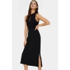 Cut Out Detaylı Scuba Krep Elbise Choker Yaka Midi Boy Özenle Seçilmiş Dayanıklı Malzeme Uzun Ömürlü