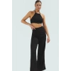 Dantel Detaylı Halter Yaka Crop Bluz ve Geniş Paça Pantolon Plaj Takımı Özel Tasarım