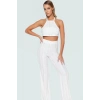 Dantel Detaylı Halter Yaka Crop Bluz ve Geniş Paça Pantolon Plaj Takımı Özel Tasarım