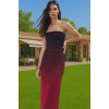 Degrade Tül Midi Elbise Bodycon Kalıp Örme Kumaş Yazlık Balo Elbise Mükemmel Uyum Premium Kalite