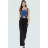 Denim Crop Bluz Fitted Kalıp Kare Yaka Yazlık Özel Tasarım Modern Stil Şık Görünüm