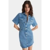 Denim Gömlek Elbise Kısa Kollu Midi Boy Pamuk Casual Mükemmel Uyum Konforlu Kesim Seçkin Malzeme