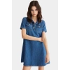 Denim Gömlek Elbise Kısa Kollu Pamuk Casual Günlük Zarifane Tasarım Kaliteli İşçilik
