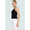 Denim Kalp Yaka Bluz Stretch Fitted Günlük Nefes Alan Pamuk Dayanıklı Malzeme