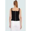 Denim Kalp Yaka Bluz Stretch Fitted Günlük Nefes Alan Pamuk Dayanıklı Malzeme