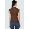 Dik Yaka Fitted Örme Bluz Regular Boy Asimetrik Kesim Mükemmel Uyum Özel Tasarım