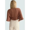 Dokuma Crinkle Bluz V Yaka Keten Karışımlı Yazlık Şıklık Rahat Kullanım Profesyonel Görünüm