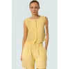 Dokuma Keten Bluz Kolsuz Crop Regular Günlük Kombin Dayanıklı Malzeme Şık Görünüm Modern Stil