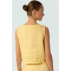 Dokuma Keten Bluz Kolsuz Crop Regular Günlük Kombin Dayanıklı Malzeme Şık Görünüm Modern Stil