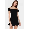 Dokuma Mini Elbise Bodycon Kalıp Balon Kollu Aerobin Vücudu Saran Rahat Ve Şık
