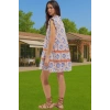 Dokuma Pamuk Mini Elbise Geometrik Çini Desenli Yazlık Uzun Ömürlü Mükemmel Uyum Modern Stil
