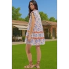 Dokuma Pamuk Mini Elbise Geometrik Çini Desenli Yazlık Uzun Ömürlü Mükemmel Uyum Modern Stil