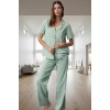 Dokuma Pamuklu Pijama Takımı Basic Siluet Tüm Sezonlar İçin Uygun Konforlu Kesim