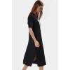 Dokuma Polyester Midi Elbise Bisiklet Yaka Shift Kalıp Düz Desen 115 cm Boy Modern Stil