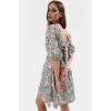 Dokuma Polyester Mini Elbise Çiçekli Desen Belden Kalp Yaka Yaz Şık Görünüm Modern Stil
