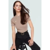 Düğme Detaylı Fitted Örme Bluz Kısa Kollu Rahat ve Şık Dayanıklı Malzeme Premium Kalite