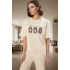 Eğlenceli Baskılı Homewear Pijama Takımı %100 Pamuk Rahat Kesim Modern Stil Kullanım