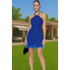 Elbise Bodycon Mini Abiye Tüy Detaylı Finike Dokuma Polyester Yazlık Yüksek Kalite Özenle Seçilmiş