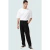 Erkek Baggy Fit Boru Paça Pantolon Düz Desen Günlük Kombinler Hafta Sonu Dayanıklı Malzeme