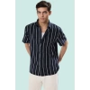 Erkek Basic Oversize Fit Kısa Kollu Gömlek Çizgili Desen Yazlık Yaz Aylarının Vazgeçilmezi