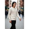 Erkek Basic Oversize Kalın Saç Örgülü Bisiklet Yaka Kazak Rahat Ve Stil Sahibi Kombinler Kaliteli