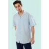 Erkek Dokuma Pamuklu Gömlek Apaş Yaka Kısa Kol Regular Boy Günlük Kombinler İçin Hafta Sonu