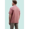 Erkek Düz Desen Apaş Yaka Kısa Kollu Regular Fit Gömlek Keten Karışımlı Nefes Alabilir Kumaş