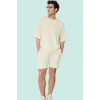 Erkek Geniş Paça Şort Normal Bel Kısa Boy Ottoman Dokuma Rahat Günlük Stil Kaliteli Malzeme