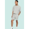 Erkek Geniş Paça Şort Normal Bel Kısa Boy Ottoman Dokuma Rahat Günlük Stil Kaliteli Malzeme