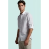 Erkek Gömleği Pamuk Düğmeli Slim Fit Keten Görünümlü Apolet Detayı Yaz Aylarının Vazgeçilmezi