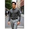 Erkek Gri Regular Polo Yaka Triko Kazak İle Kışın Smart Casual Şıklığı Yaşayın Kaliteli Şık