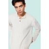 Erkek Günlük Casual Keten Karışımlı Bisiklet Yaka Gömlek Regular Fit Yaz Dayanıklı Malzeme