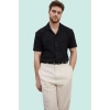 Erkek Günlük Dokulu Gömlek Apaş Yaka Kısa Kollu Regular Fit Yaz Hafta Sonu Kaliteli Malzeme