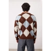 Erkek Günlük Kullanım İçin Bisiklet Yaka Triko Ekose Desenli Regular Kesim Kışlık Kazak İdeal Konfor