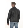 Erkek Kapitone Detaylı Derimont Şık Modern Hakiki Kuzu Derisi Erkek Siyah El Yapımı Biker Mont
