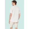 Erkek Keten Karışımlı Oversize Fit Gömlek Bisiklet Yaka Düz Desen Günlük Stil Modern Tasarım