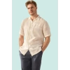 Erkek Keten Kısa Kollu Basic Gömlek Rahat Günlük Stil Hafta Sonu Yaz Aylarının Vazgeçilmezi