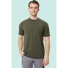 Erkek Khaki O Yaka Tshirt 92 Pamuk Morina shirt Nefes Alabilir Rahat Kesim