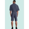 Erkek Kısa Boy Normal Bel Geniş Paça Şort Ottoman Dokuma Polyester Elastan Günlük Hafta Sonu
