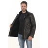 Erkek Kışlık Derimont Tarz Erkek Hakiki Kuzu Derisi Mont Kürklü Siyah Deri Ceket