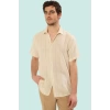 Erkek Kısa Kollu Çizgili Gömlek Yaka Basic Fit Yazlık Günlük Hafta Sonu Yaz Aylarının Vazgeçilmezi
