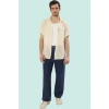 Erkek Kısa Kollu Çizgili Gömlek Yaka Basic Fit Yazlık Günlük Hafta Sonu Yaz Aylarının Vazgeçilmezi